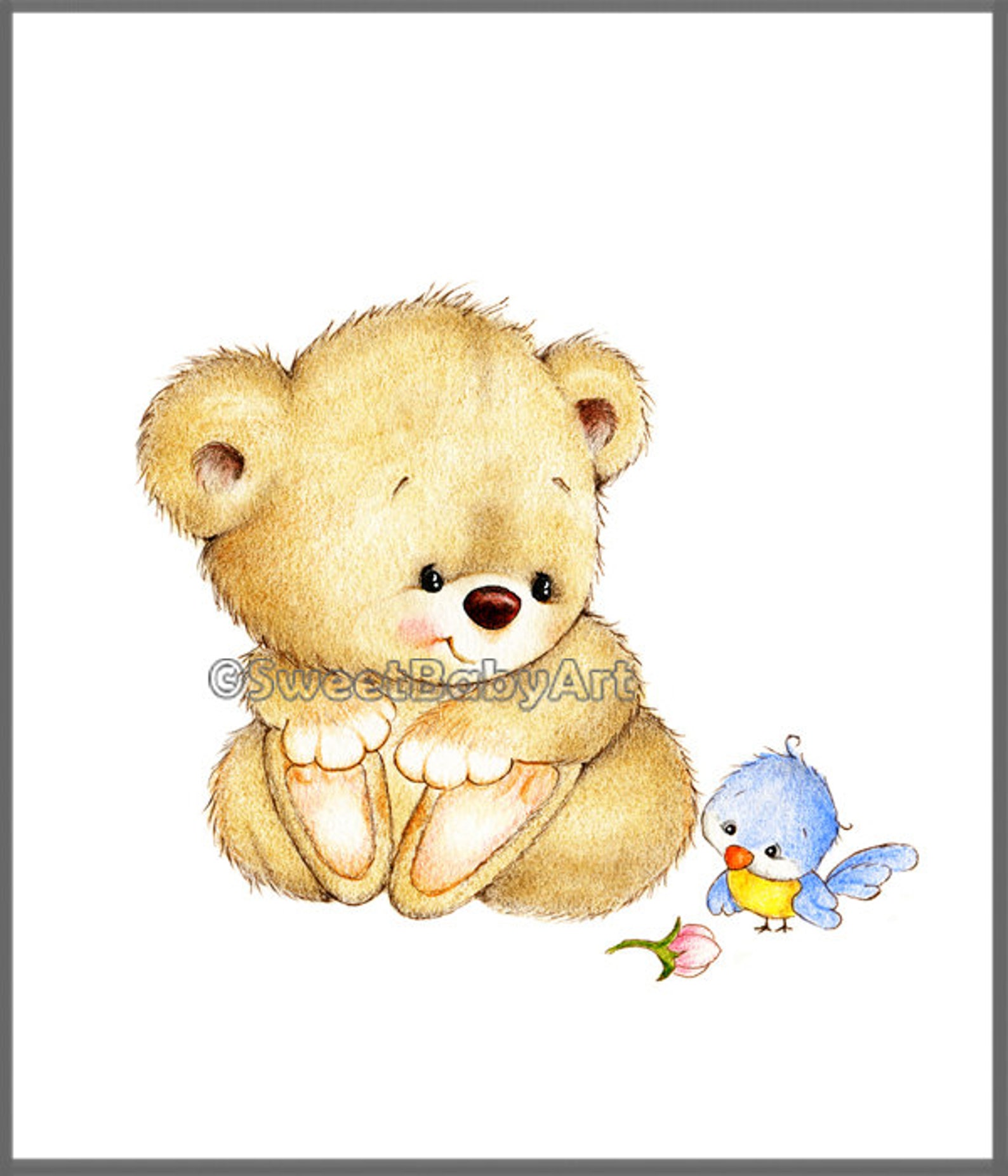 Teddy Bears Nursery Set, Animal Nursery Print, Children Art Print, Kids Wall Art, Baby Boy Room