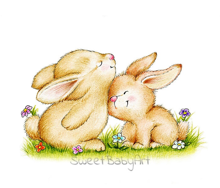 Two Bunnies Nursery Print Children Wall Decor Kids Wall Art - Etsy Two Bunnies Nursery Print Children Wall Decor Kids Wall Art - Etsy