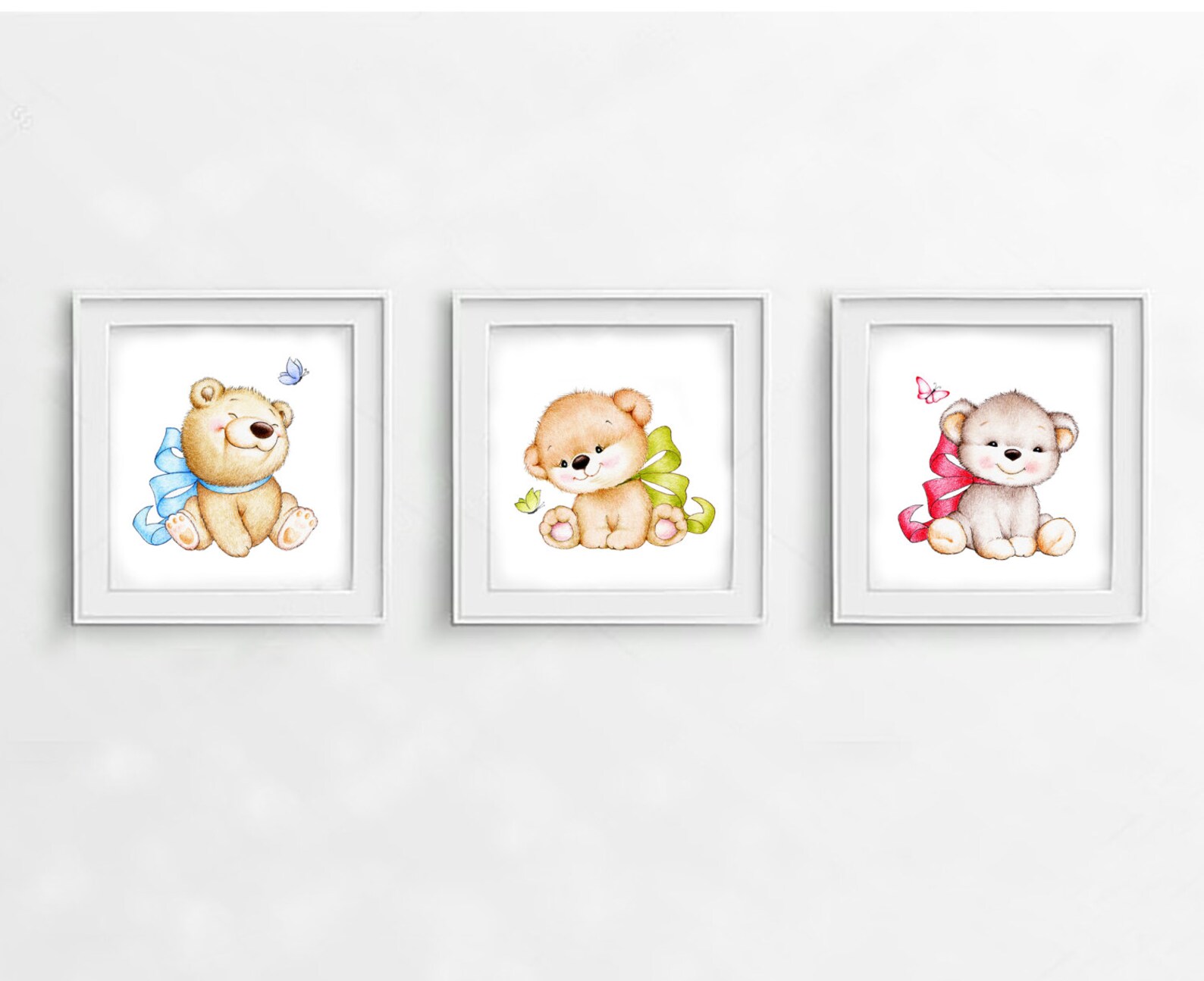 Teddy Bears Nursery Set, Animal Nursery Print, Children Art Print, Kids