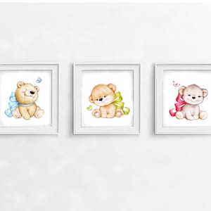 Teddy Bears Nursery Set, Animal Nursery Print, Children Art Print, Kids Wall Art, Boy Baby Room Décor, Girl Nursery Decor, Kids Wall Decor