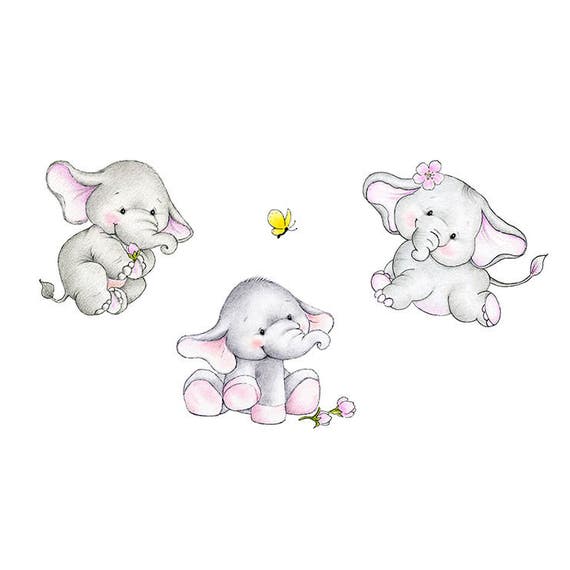 Baby Elefanten Set Kindergarten Druck Kinder Wand Dekor Etsy