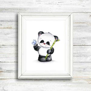 Panda Nursery Art, Animal Nursery Print, Children Art Print, Kids Wall Art, Baby Room Decor