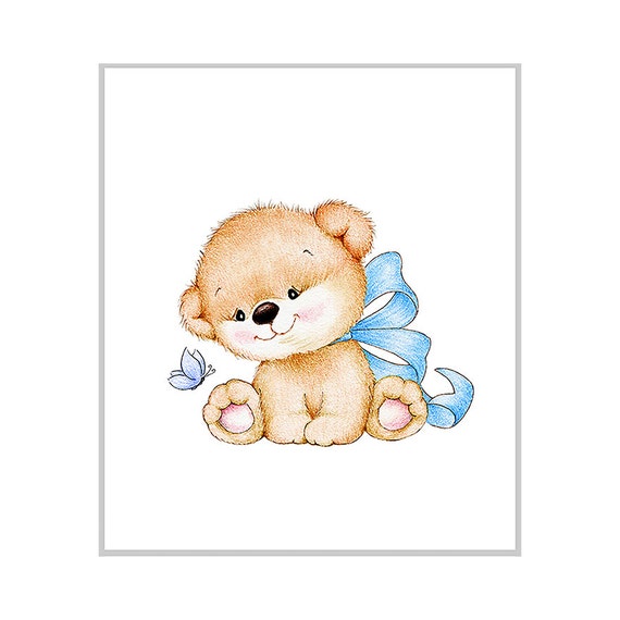 Teddy Bear Nursery Art Print, Children Wall Decor, Kids Wall Art
