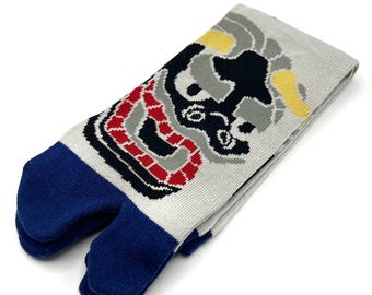 Men's Japanese Oni Demon Festival Motif - Long Japanese 2-Toe Tabi Socks