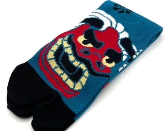Japanese Oni Demon Festival Motif - Long Japanese 2-Toe Tabi Socks