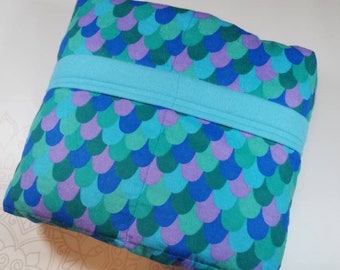 Mermaid Scales, Weighted Blanket, Cotton Flannel, Up to Twin Size, 3 to 20 Pounds, Adult Weighted Blanket, SPD, Autism, Calming Blanket