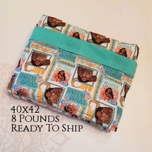 READY to SHIP, Weighted Blanket, 40-42-8 Pounds, Movie, Teal Woven Cotton Back, Sensory Blanket, Calming Blanket,