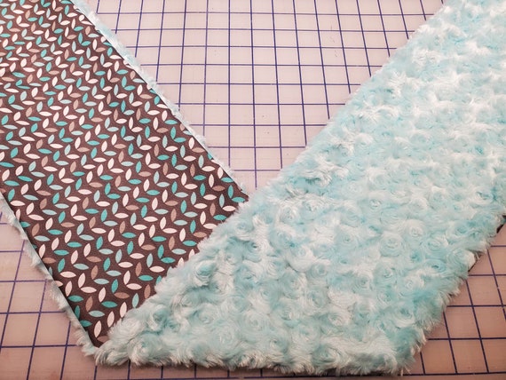 Weighted Neck Wrap, Teal, Grey Leaves, Mint Rosette Minky, 32x7 Inches, 3 to 6 Pounds, Weighted Shoulder Wrap, Minky Adult Weighted Nec