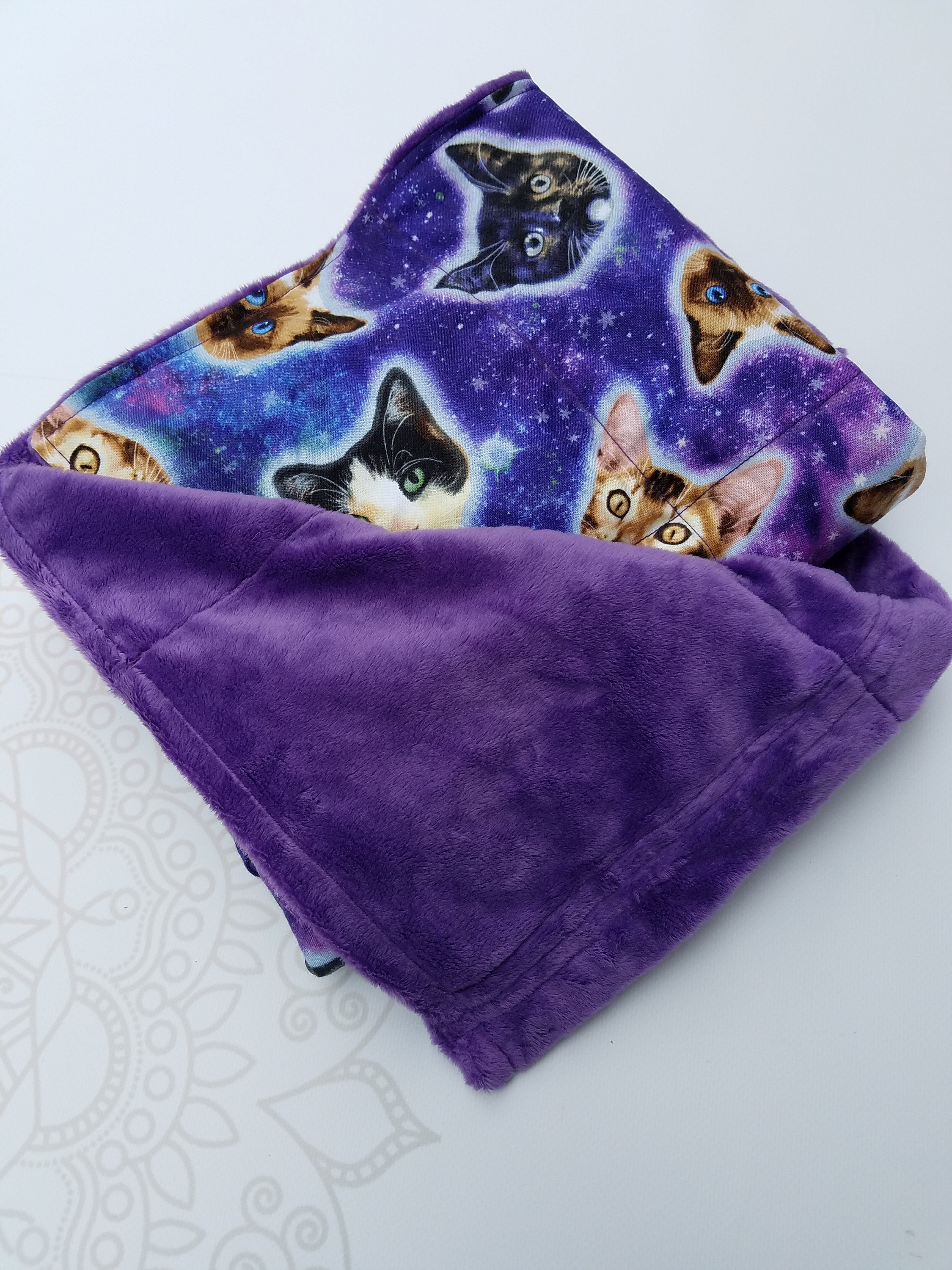 READY to SHIP, Weighted Blanket, 28x32-5 Pounds, Space Cats Woven