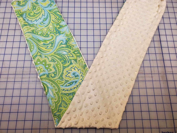 Weighted Neck Wrap, Green Paisley Print with Ivory Minky, 32x7 Inches, 3 to 6 Pounds, Weighted Shoulder Wrap, Minky Adult Weighted Neck Wrap