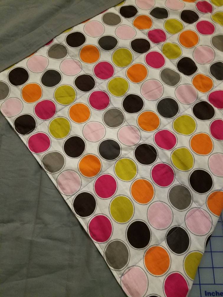 Weighted Blanket, 15 Pound, Dots, Gray Back 40x70, READY TO SHIP, Twin