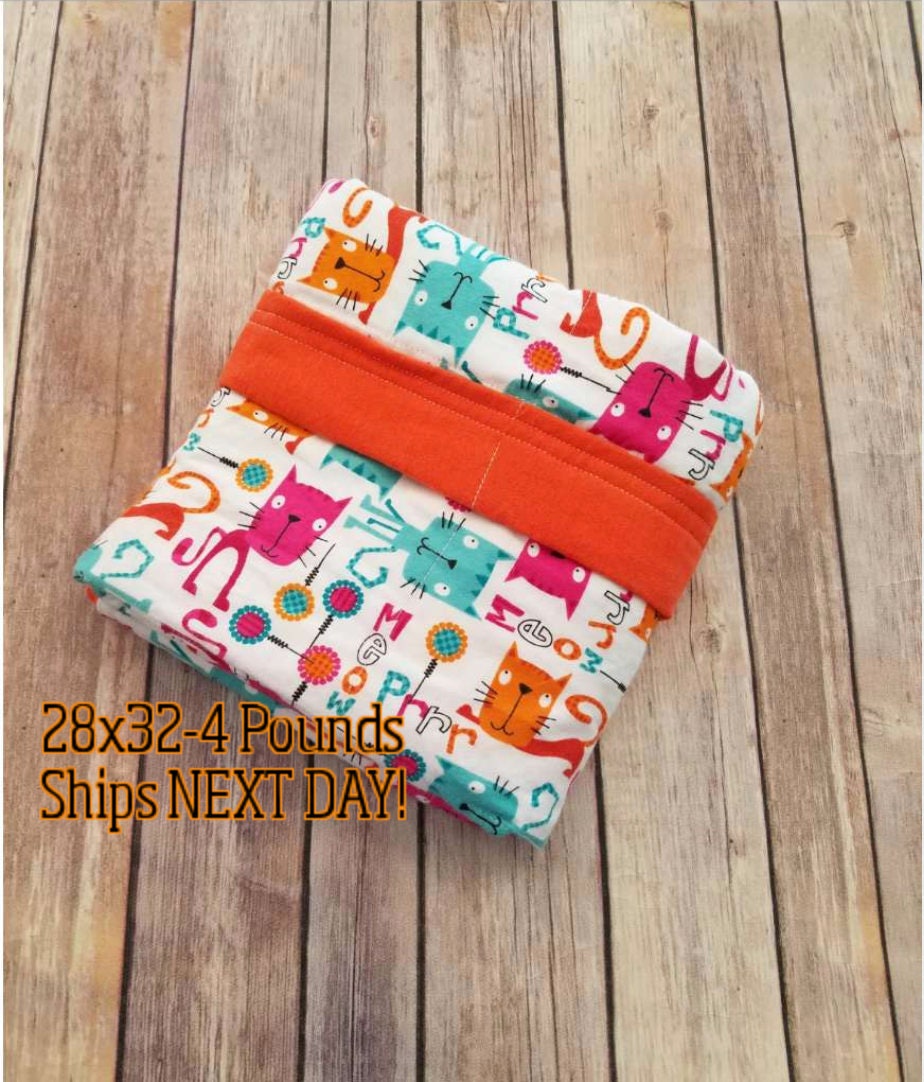 Cat, Kitty, 4 Pound, WEIGHTED BLANKET, Ready To Ship, 4 pounds, 28x32
