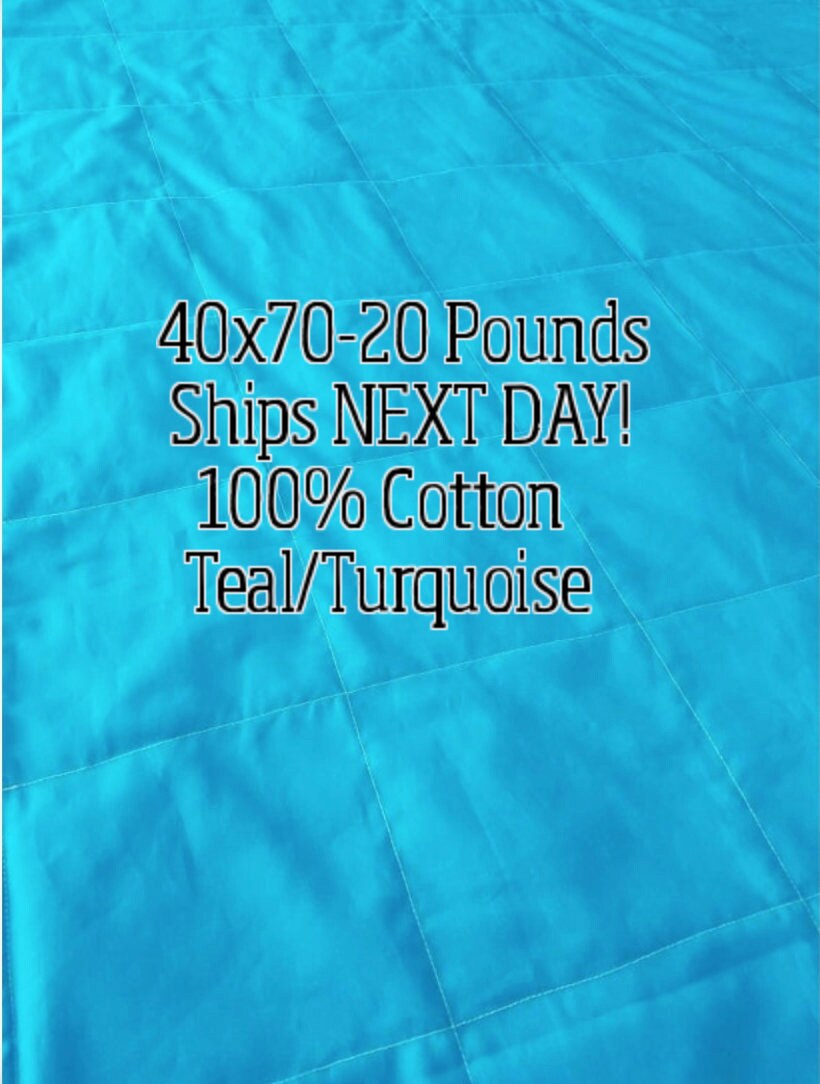 Weighted Blanket, 20 Pound, Teal Turquoise, 40x70, READY TO SHIP, Twin