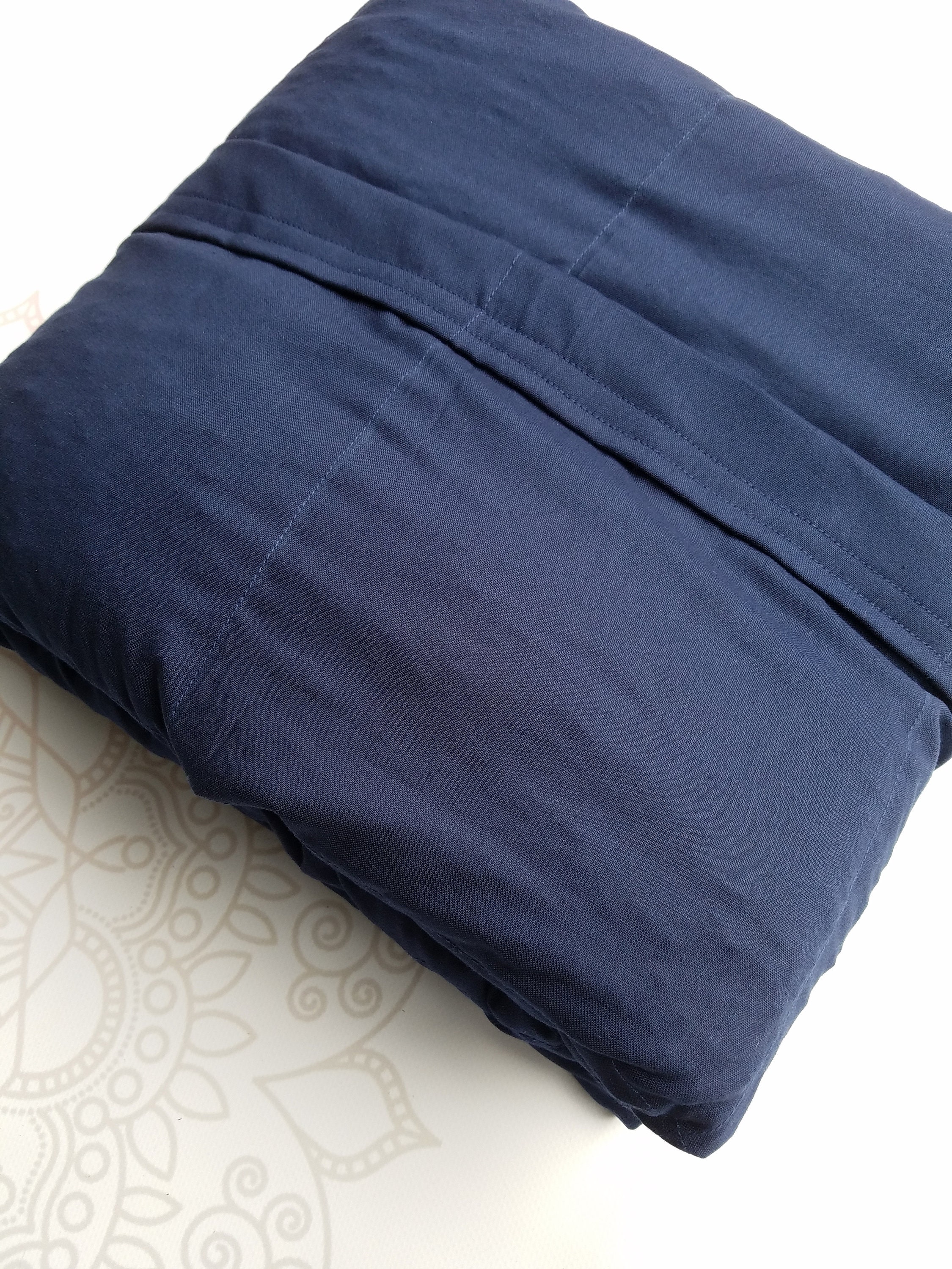 READY to SHIP, Weighted Blanket, 40x70-15 Pounds, Navy Woven Cotton