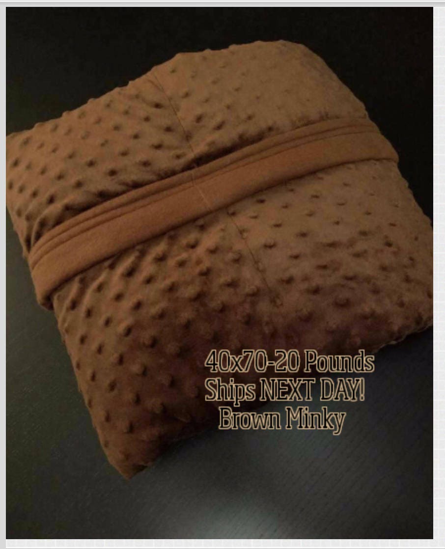 Minky Weighted Blanket, 20 Pound, Brown, 40x70, READY TO SHIP, Twin