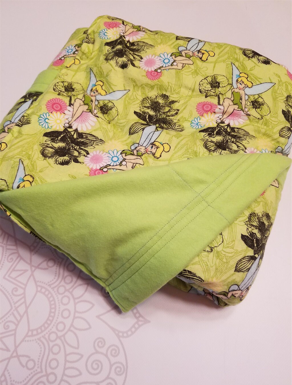 READY to SHIP, Weighted Blanket, 40x7010 Pounds, Fairy Cotton Flannel Front, Lime Cotton