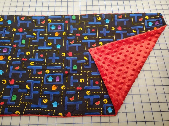 Weighted Lap Pad, Video Game Fabric with Red Minky Back, 14x22 inches, 3 Pounds, Fidget Pad, Homework Pad, Sensory Companion