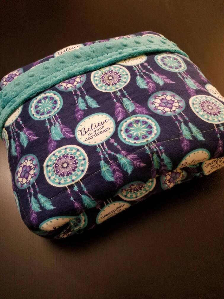 Weighted Blanket, 10 Pound, Dreamcatcher, Teal Minky, 40x70, READY TO