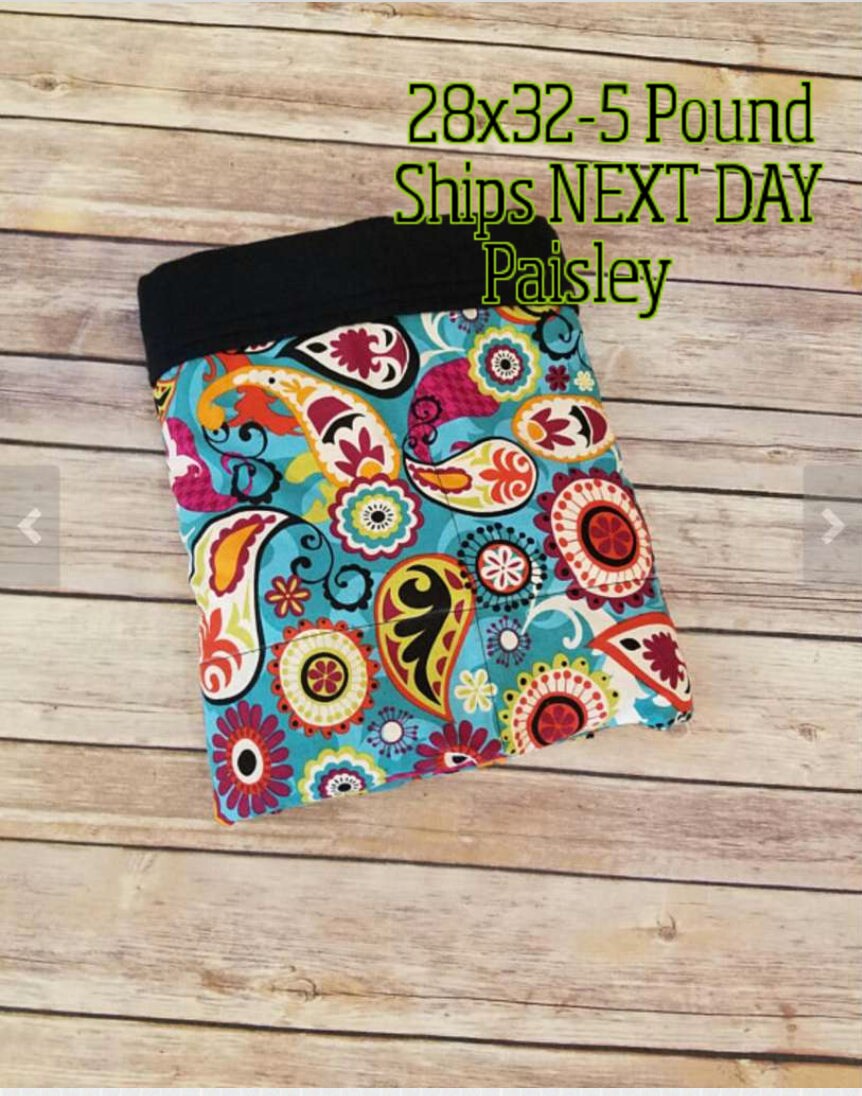 Paisley, Moroccan, 5 pound, WEIGHTED BLANKET, Ready To Ship, 5 pounds