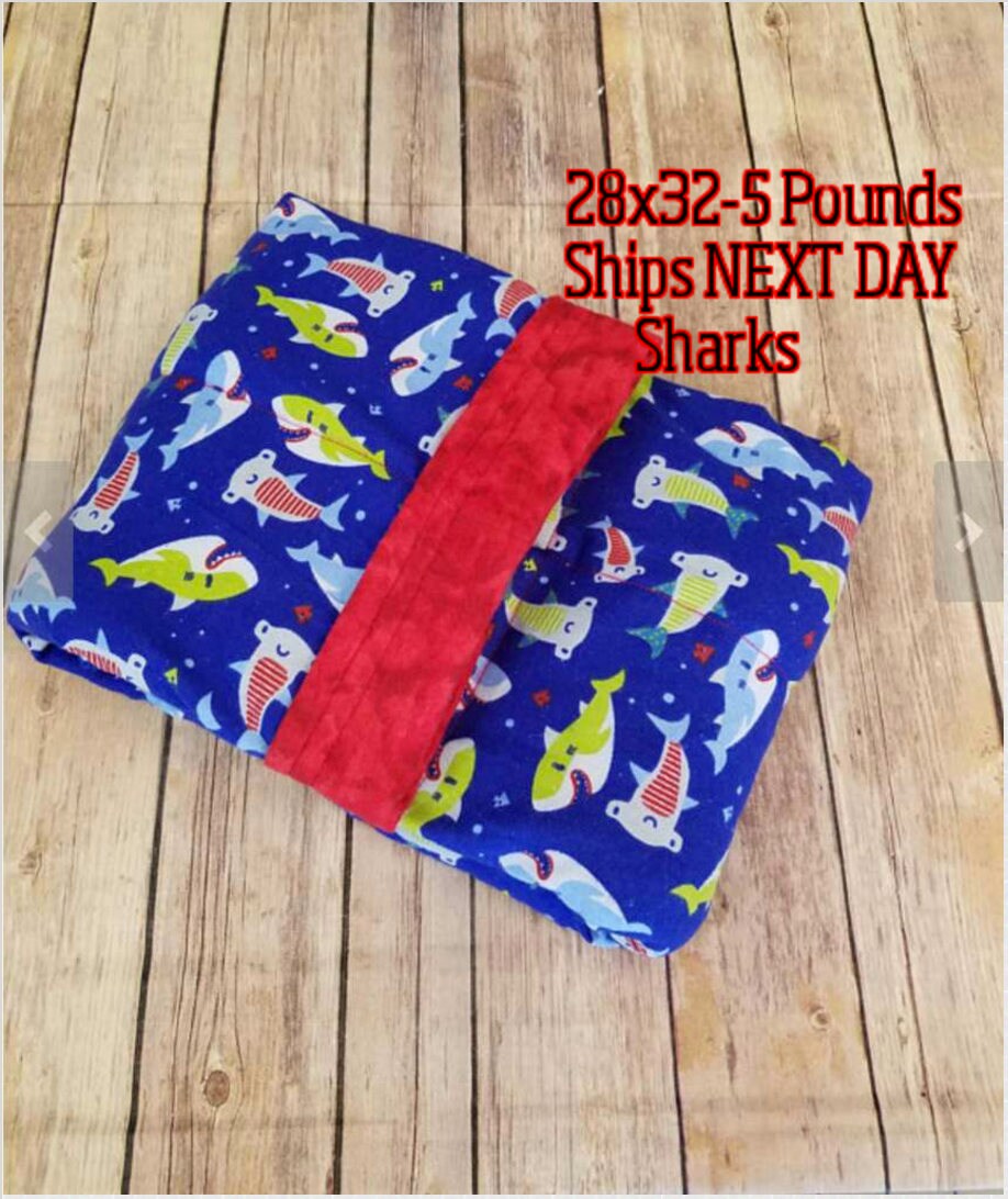 Shark, Ocean, 5 Pound, WEIGHTED BLANKET, Ready To Ship, 5 pounds, 28x32