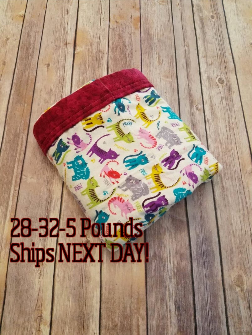 Cat, Kitty, 5 Pound, WEIGHTED BLANKET, Ready To Ship 5 pounds, 28x32