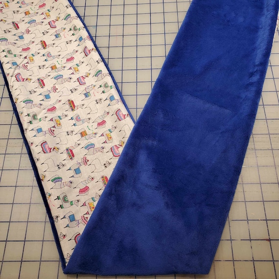 Weighted Neck Wrap, Llama Print with Royal Blue Minky, 32x7 Inches, 3 to 6 Pounds, Weighted Shoulder Wrap, Minky