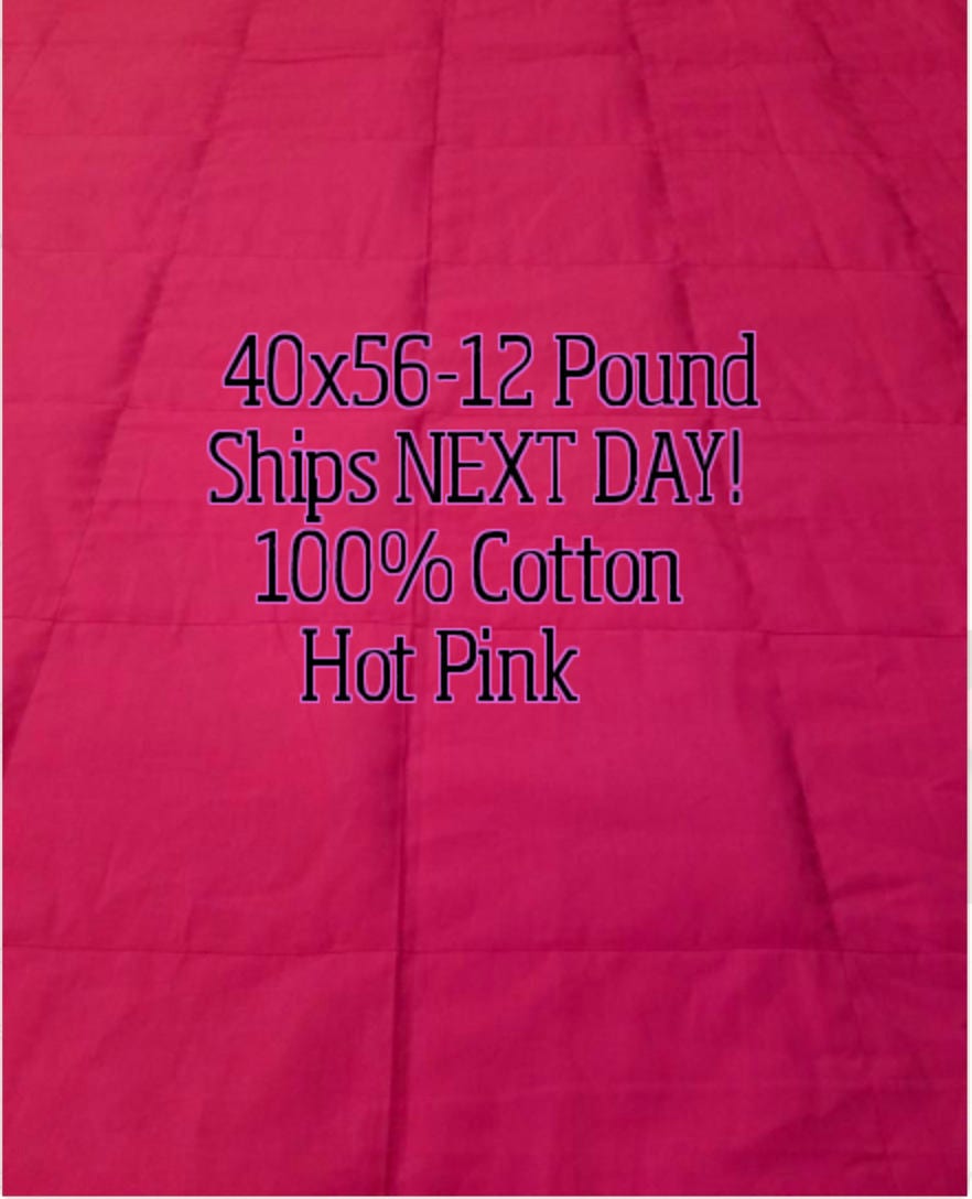 Weighted Blanket, 12 Pound, Hot Pink, 40x56, READY TO SHIP, Twin Size
