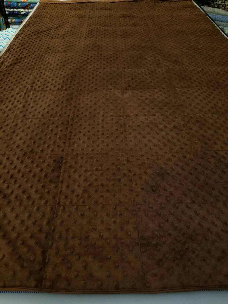 Weighted Blanket, 15 Pound, Brown Minky, 40x70, READY TO SHIP, Twin
