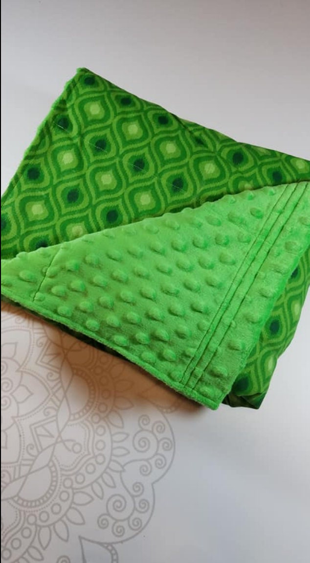 READY to SHIP, Weighted Blanket, 40x6010 Pounds, Green Moroccan Front