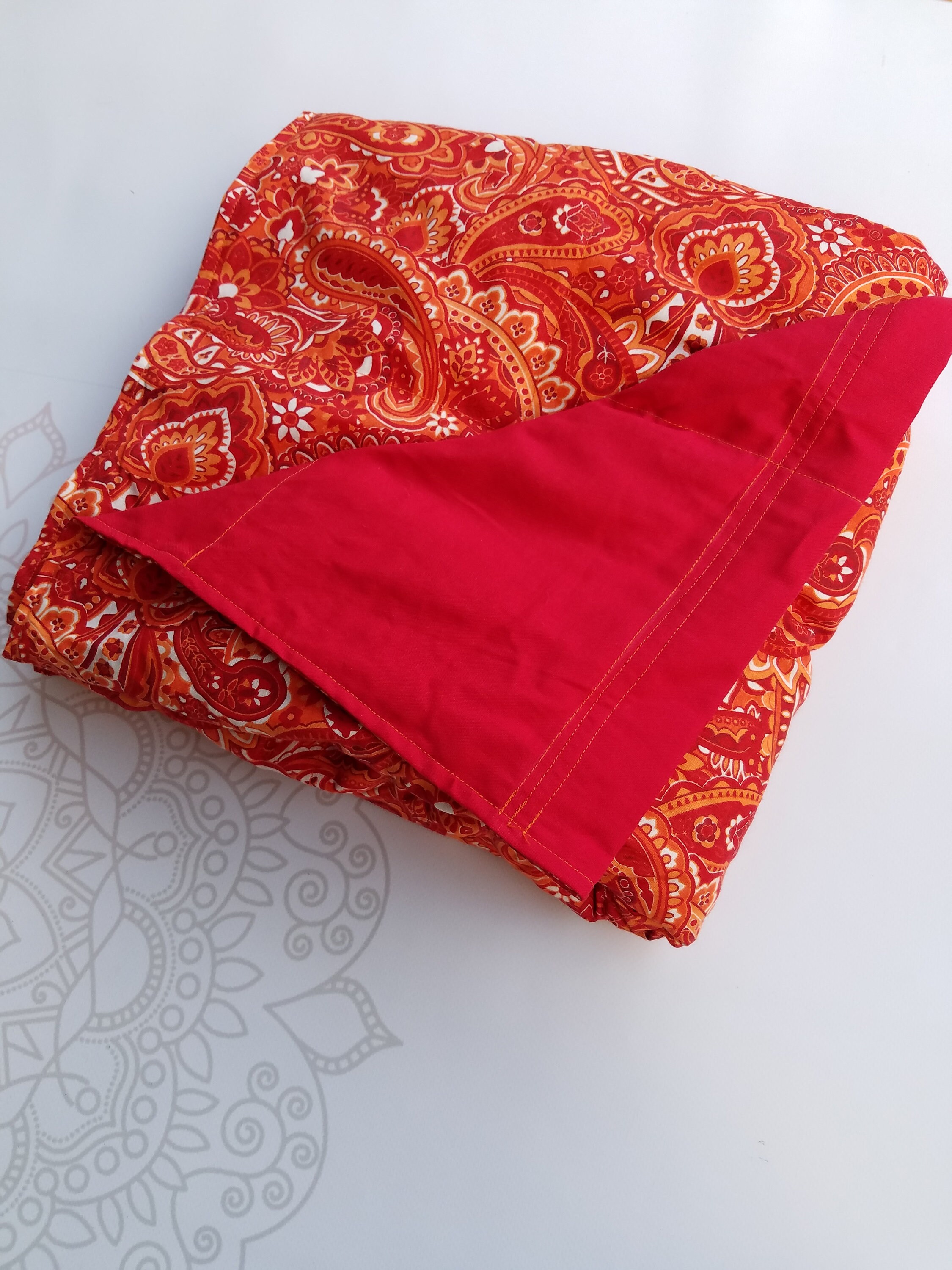 READY to SHIP, Weighted Blanket, 40x5010 Pounds, Paisley Cotton Front