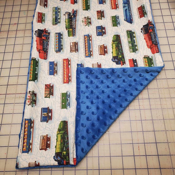 Weighted Lap Pad, Train Fabric with Red Minky Back, 14x22 inches, 3 Pounds, Fidget Pad, Homework Pad, Sensory Companion