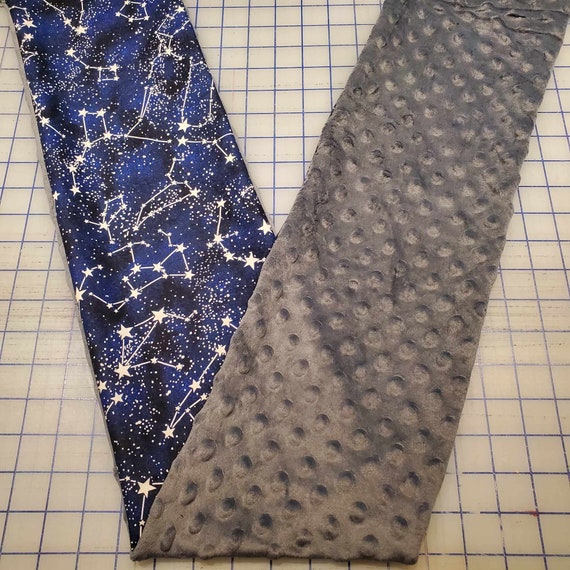 Weighted Neck Wrap, Glow in the Dark Constellation Print with Grey Minky, 32x7 Inches, 3 to 6 Pounds, Weighted Shoulder Wrap, Minky