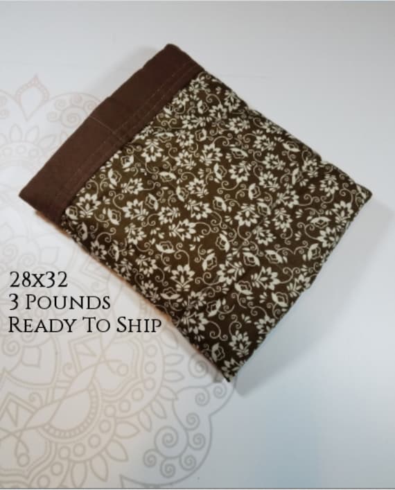 Brown Floral,3 Pound, WEIGHTED BLANKET, 3 pounds, 28x32, for Autism, Sensory, ADHD, Calming, Anxiety,