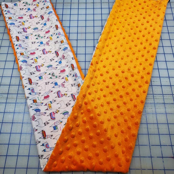 Weighted Neck Wrap, Llama Print with Orange Minky, 32x7 Inches, 3 to 6 Pounds, Weighted Shoulder Wrap, Minky