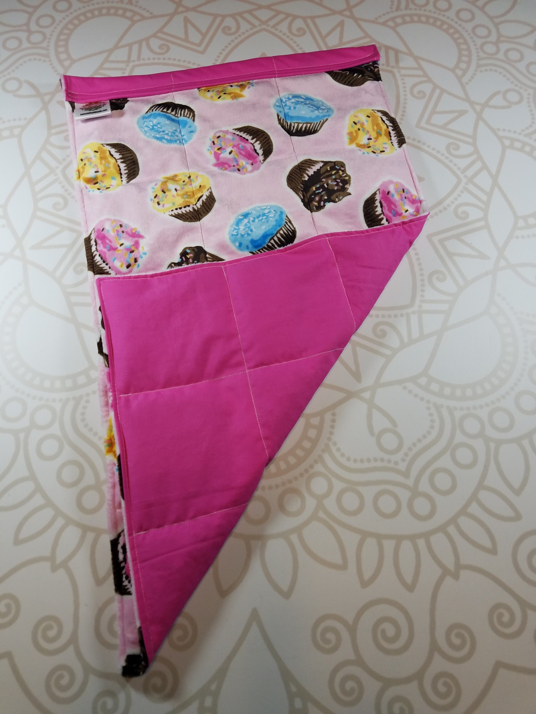 READY TO SHIP, Lap Pad, Cupcake Minky, Hot Pink Woven Cotton Back, Lap