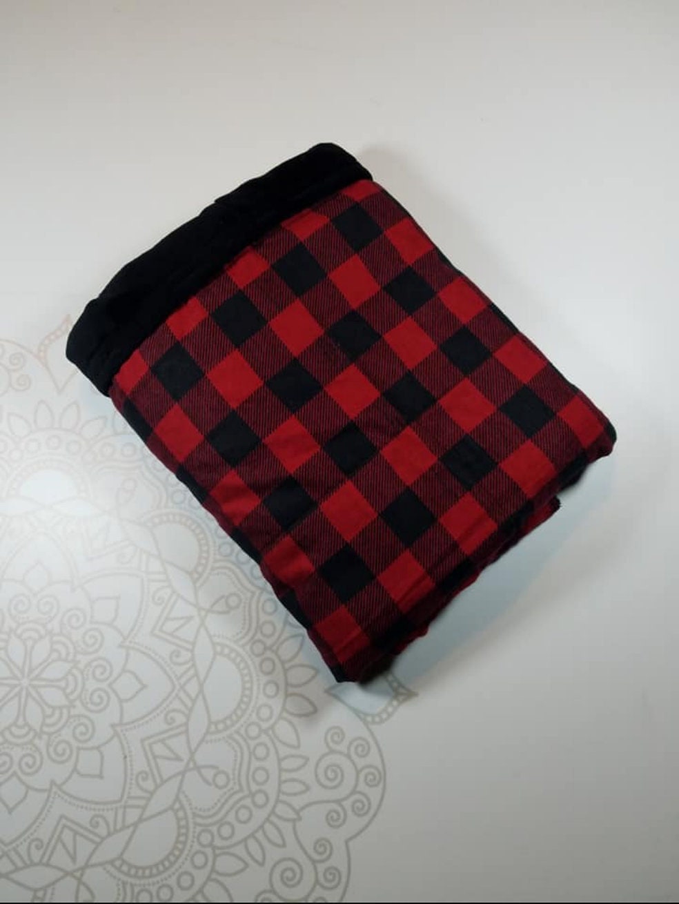 Ready To Ship, 5 Pound, 28x32, Buffalo Check, Black Smooth Minky, WEIGHTED BLANKET, 28x32, for