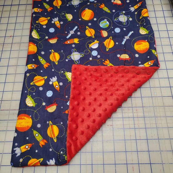 Weighted Lap Pad, Outerspace with Red Minky Back, 14x22 inches, 3 Pounds, Fidget Pad, Homework Pad, Sensory Companion