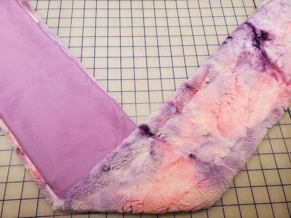 Weighted Neck Wrap, Lavender, Tie Dye Pink and Purple Minky, 32x7 Inches, 3 to 6 Pounds, Weighted Shoulder Wrap, Minky Adult Weighted Nec