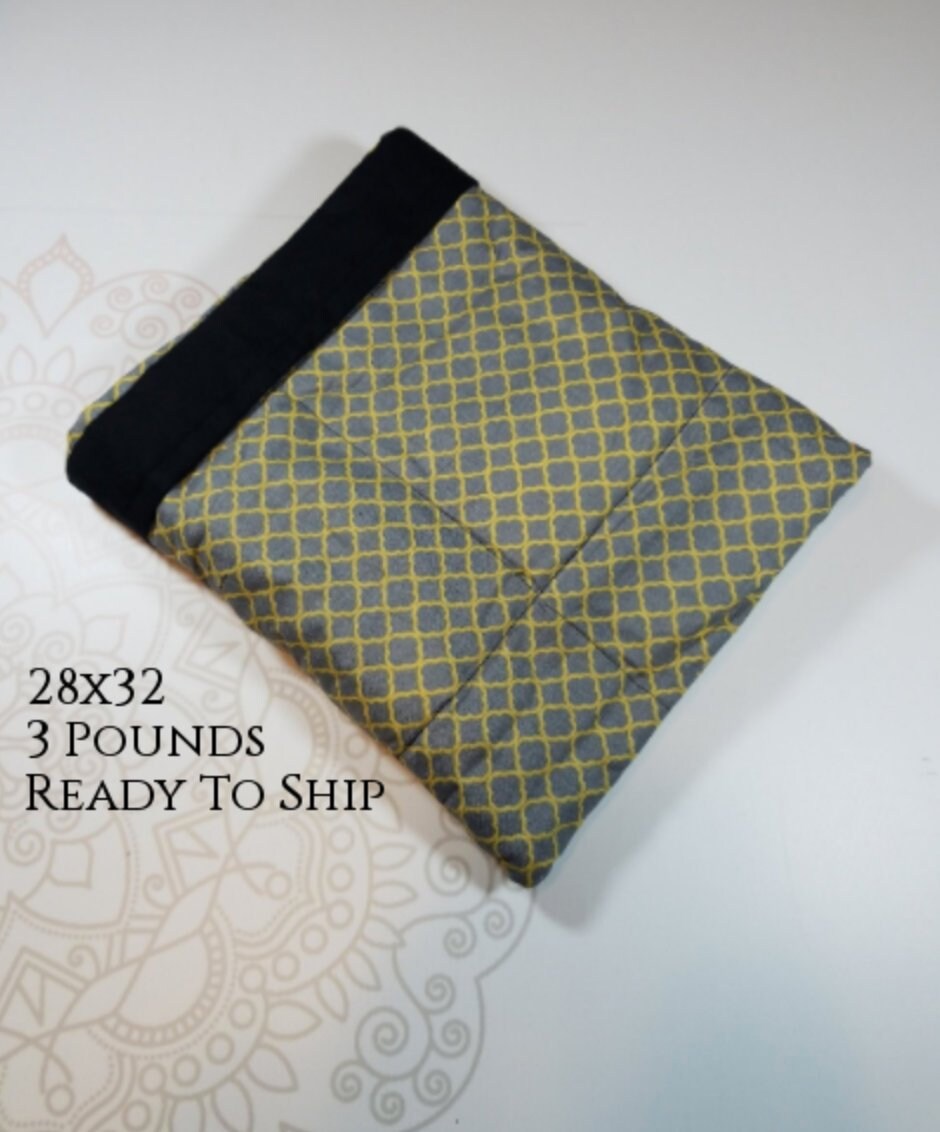 Moroccan Yellow Gray, 3 Pound, WEIGHTED BLANKET, 3 pounds, 28x32, for