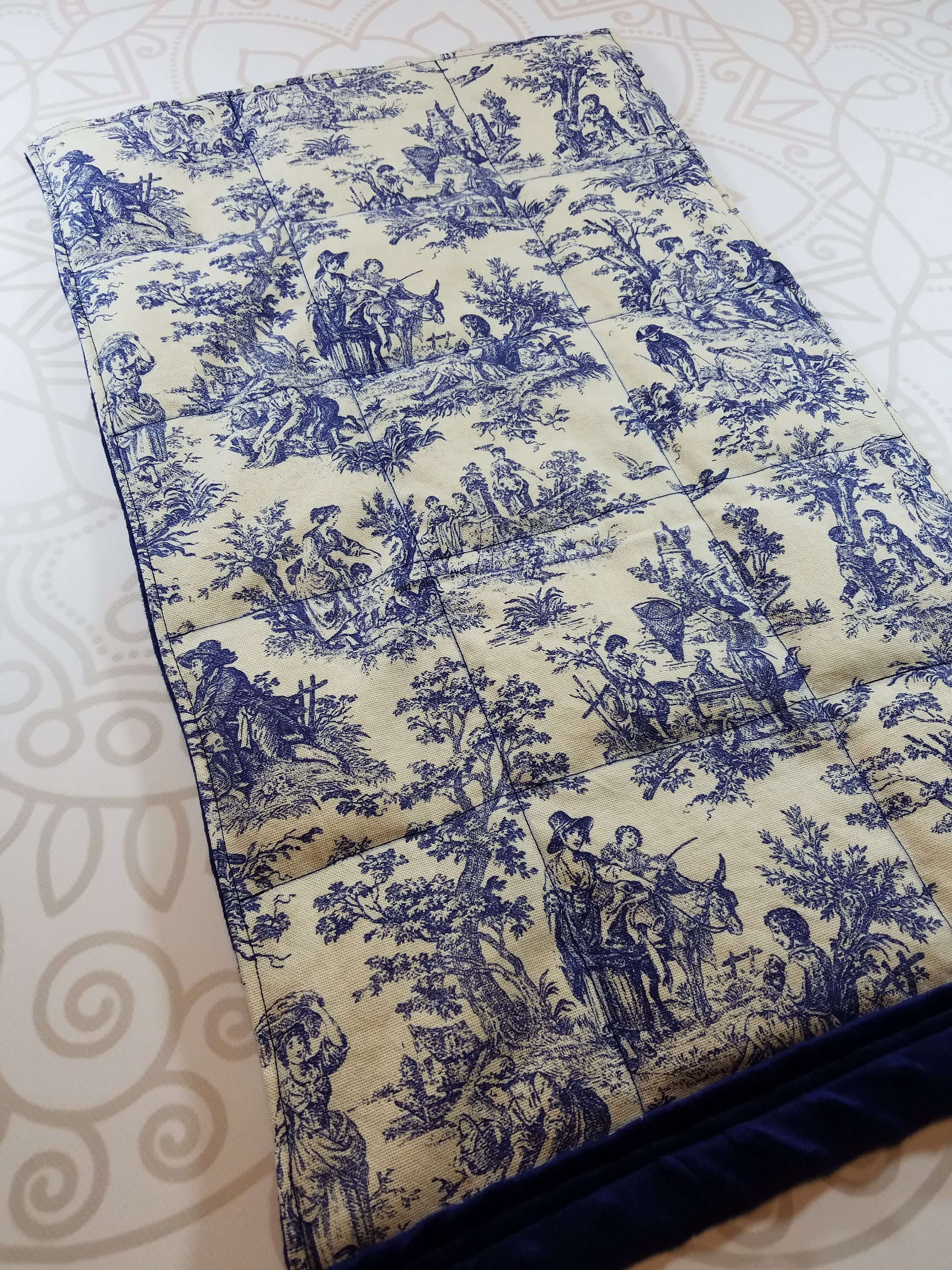 READY TO SHIP, Navy Toile Front, Navy Minky Back, Lap Pad/Weighted
