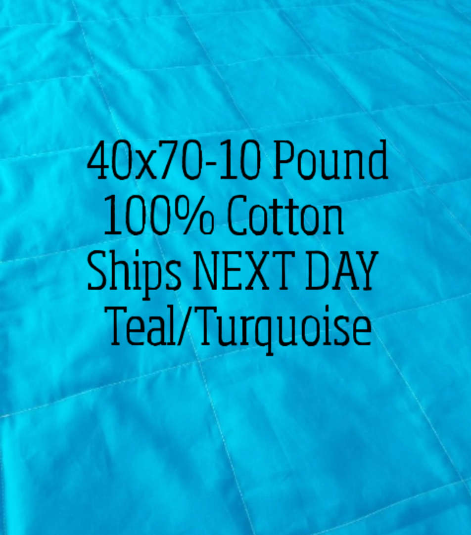 Weighted Blanket, 10 Pound, Teal, Turquoise, 40x70, READY TO SHIP, Twin