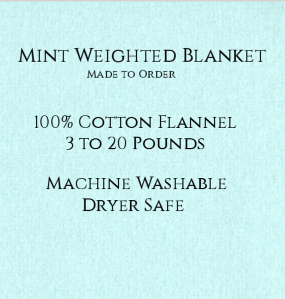 Solid Color, Weighted Blanket, Mint, Up to Twin Size 3 to 20 Pounds.  Calming, Heavy Blanket, SPD, Autism, Weighted Blanket.