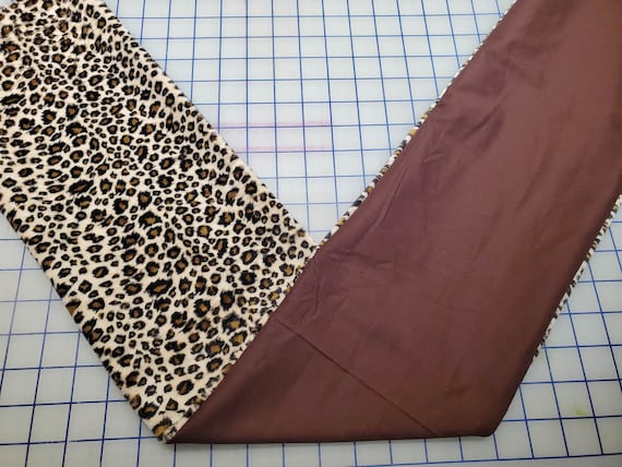 Weighted Neck Wrap, Cheetah Minky Print with Brown Cotton, 32x7 Inches, 3 to 6 Pounds,Weighted Shoulder Wrap, Minky Adult Weighted Neck Wrap