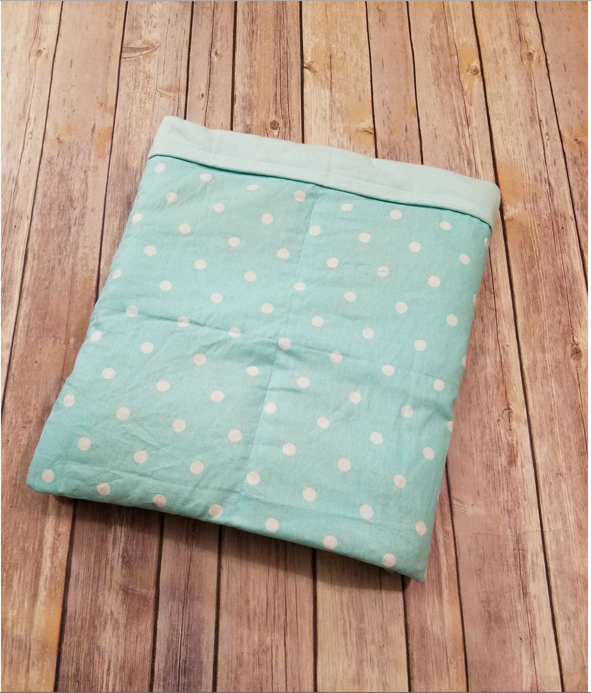 Mint Polka Dots, 9 Pound, WEIGHTED BLANKET, Ready To Ship, 9 pounds