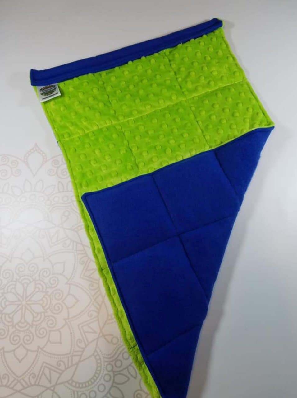 READY TO SHIP, Lime Minky Front, Royal Blue Fleece Back, Lap Pad