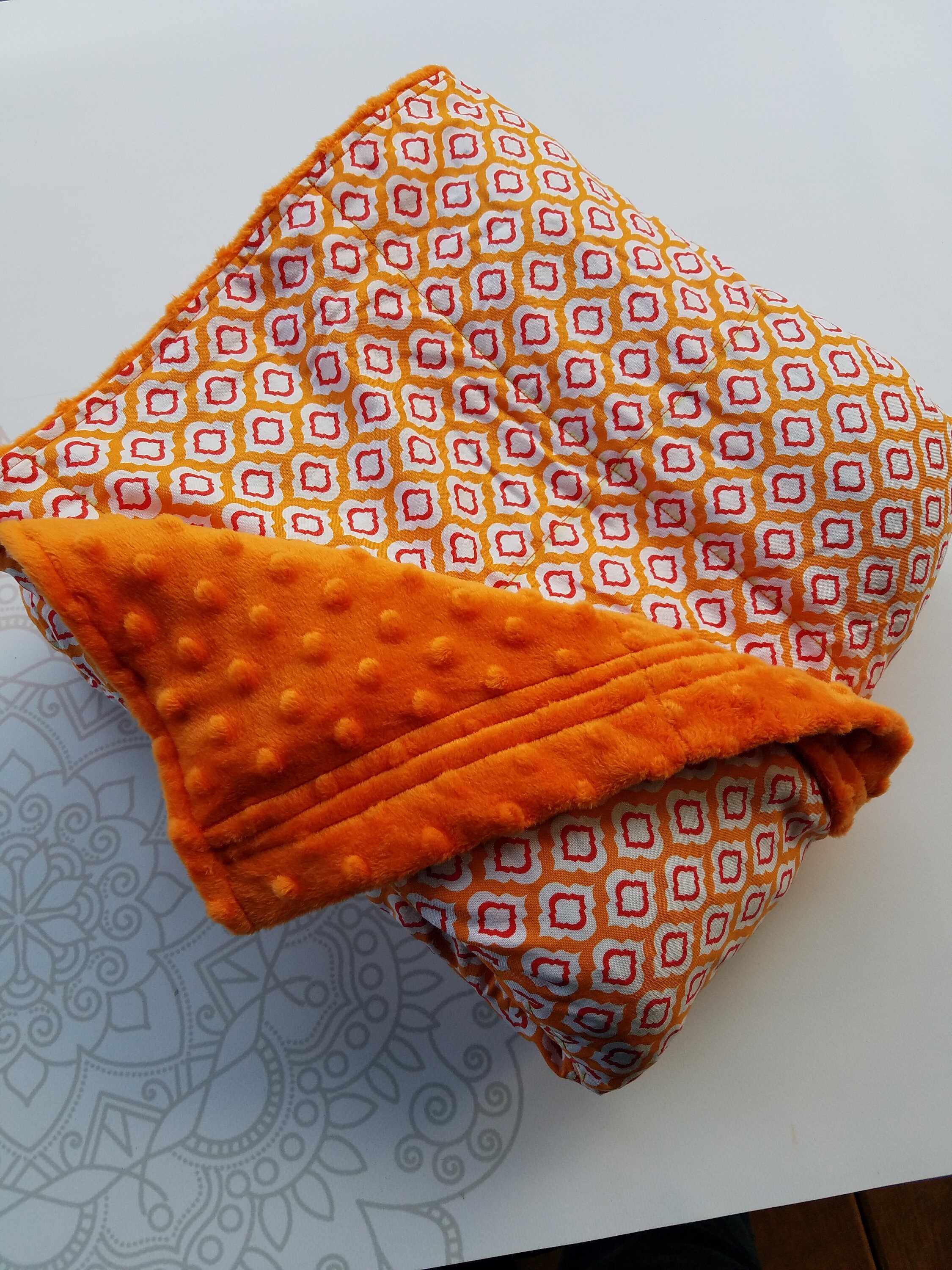 READY to SHIP, Weighted Blanket, 40x7015 Pounds, Red Orange Moroccan