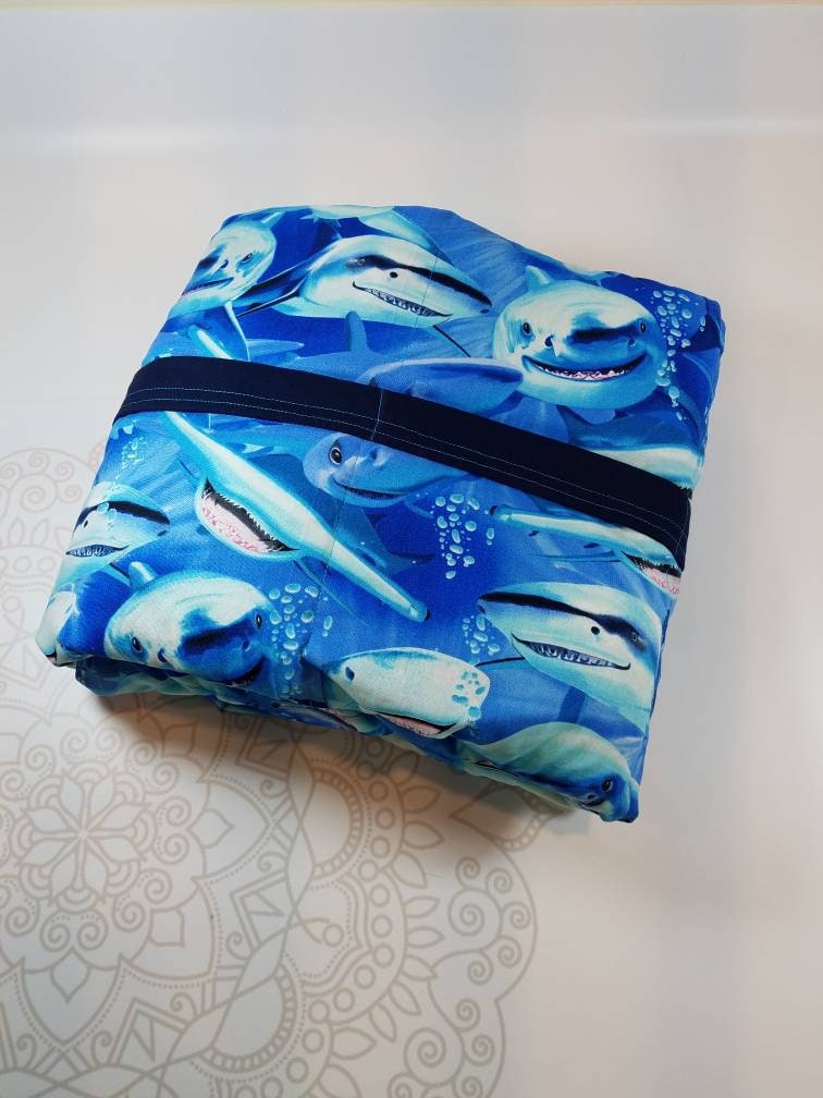 Shark Attack, Weighted Blanket, Cotton, Up to Twin Size, 3 to 20 Pounds, 3 to 20 lb, Adult