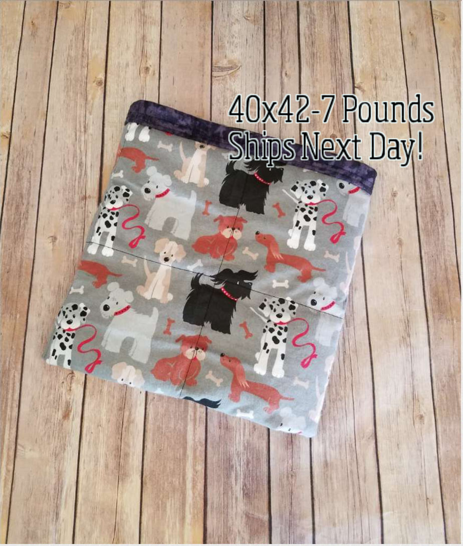 Puppy Dog, 7 Pound, WEIGHTED BLANKET, Ready To Ship, 7 pounds, 40x42