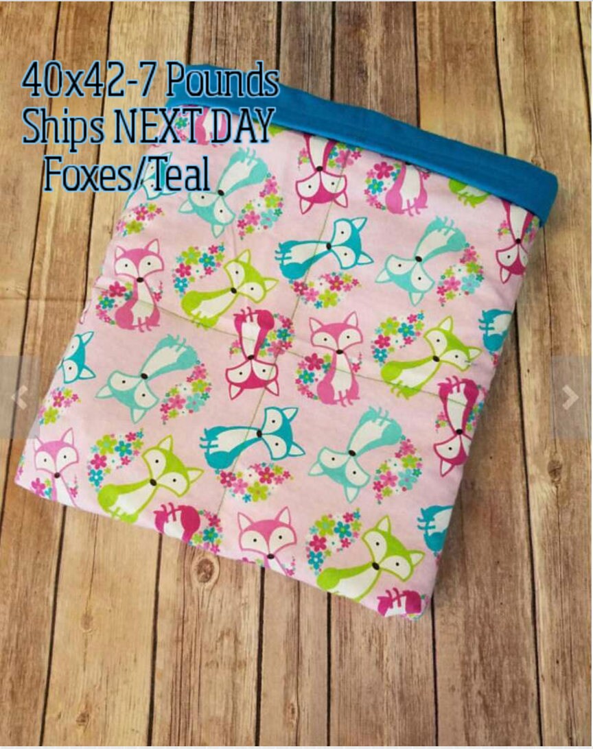 Foxes, 7 Pounds, WEIGHTED BLANKET, Ready To Ship, 7 pounds, 40x42 for
