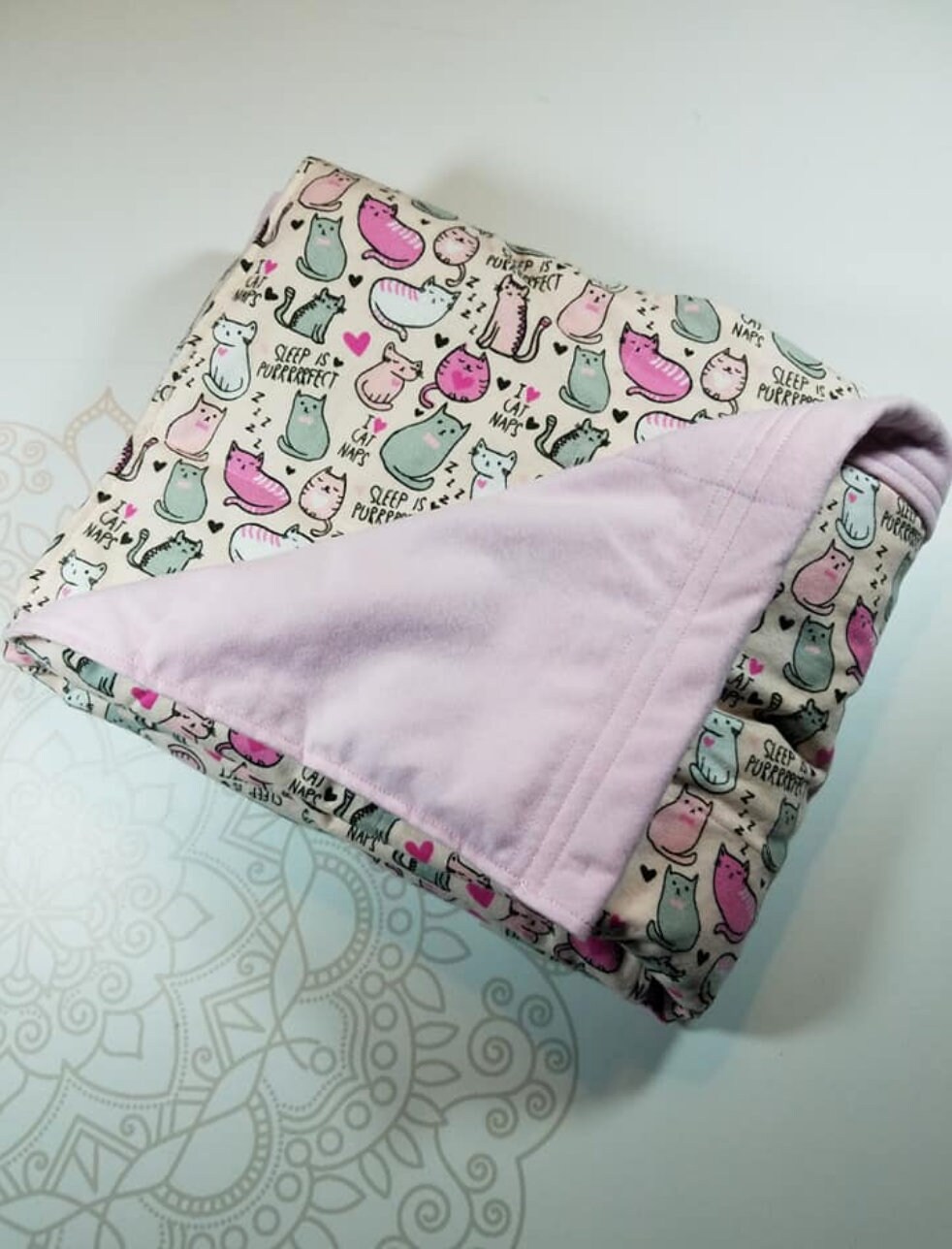Ready To Ship, Sleepy Cats, 7 Pound, WEIGHTED BLANKET, Ready To Ship, 7